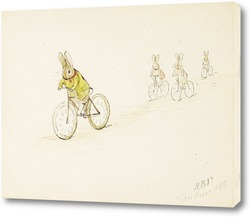   Постер Четыре маленьких кролика на велосипеде
