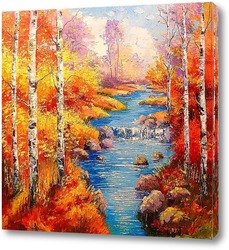   Картина Березы у ручья