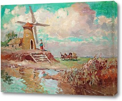   Картина Пейзаж с ветряной мельницей