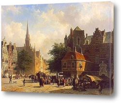   Картина Базарный день в голландском городе