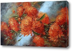   Картина Красные хризантемы