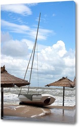   Постер Яхта на берегу.