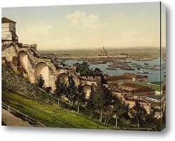  Мост, дома, Рейнская Пруссия, Германия. 1890-1900 гг