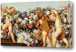   Картина Купидоны с цветочными гирляндами