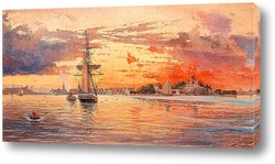   Картина Закат над морем у Стокгольма