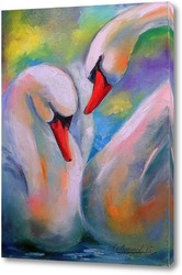   Постер Пара белых лебедей