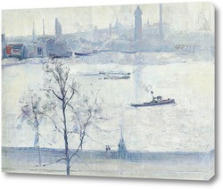   Картина Темза с храмом, Лондон, 1917