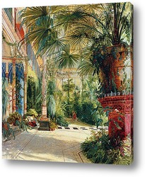   Картина Внутреннее часть дома пальмы