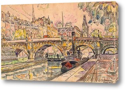   Картина Буксир на Новом мосту, Париж