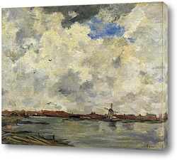   Картина Картина художника XIX века, поле, маяк