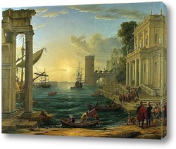   Постер Морской порт с Посадка царицы Савской