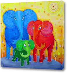   Картина Семья слонов
