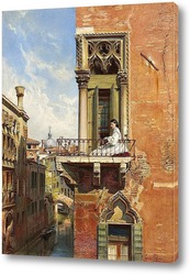    Анна Пассини на балконе Палаццо Приули в Венеции