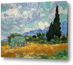   Постер Пшеничное поле с кипарисами
