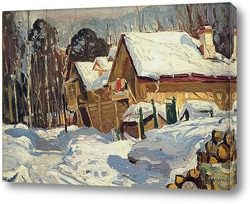    Зимний пейзаж с домами