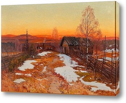  Зимний пейзаж с красным домом