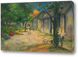   Постер Деревня в Мартиника (женщины и козы в деревне)