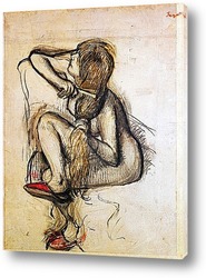   Постер Женщина расчесывающая свои волосы
