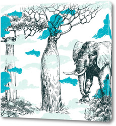   Постер Идущий слон