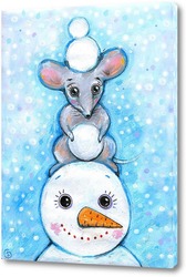  Постер Мышка и снеговик