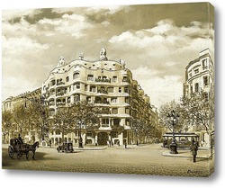   Картина Старая Барселона. Каса-Мила