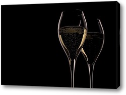   Постер Два бокала с шампанским на черном