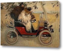   Картина Рамон Касас и Пере Ромеу в автомобиле 
