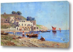   Картина Марина-и-Искья с рыбаками на берегу