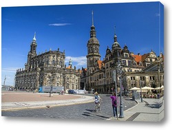   Постер Собор и Дрезденский замок. Вид со стороны Дрезденской картинной галереи.