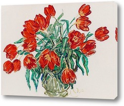    Красные тюльпаны в вазе