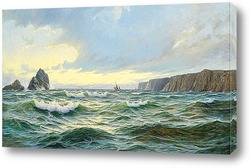   Постер Скалистые берега моря в раннем утреннем свете