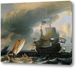    Голландские корабли в шторм близ Амстердама