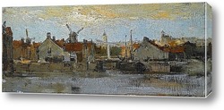   Постер Вид голландского города на набережной