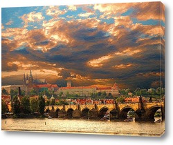   Картина рассвет в Праге