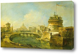   Картина Причудливый вид на замок Святого Ангела, Рим