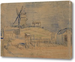   Картина Сады на Монмартре и ветряная Мельница Блют-Фин