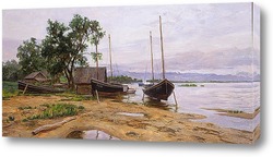   Картина Ильмень озеро. Август