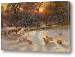   Картина Зимний день на закате