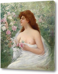    Молодая женщина и розы