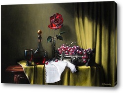   Картина Бархатная роза, вино и виноград