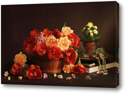   Постер Тюльпаны и розы в корзине