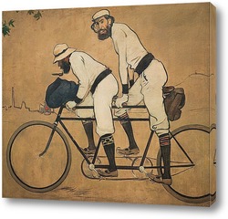   Картина Рамон Касас и Пере Ромеу на велосипеде