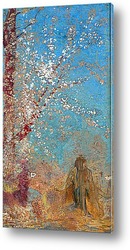   Постер Фигура около цветущего дерева