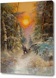   Постер Зимним лесом