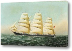    Британский корабль Лаомин в море под всеми парусами