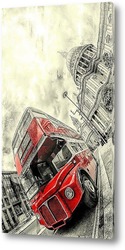   Постер Красный автобус