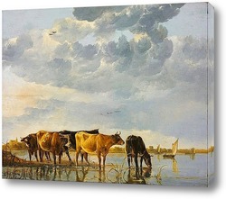   Картина Коровы на реке
