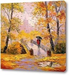   Картина Осенняя прогулка после дождя