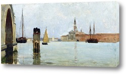   Картина Сан-Джорджо Маджоре и вид колокольни на Венецианской лагуне