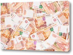   Постер фон банкнот, российские рубли